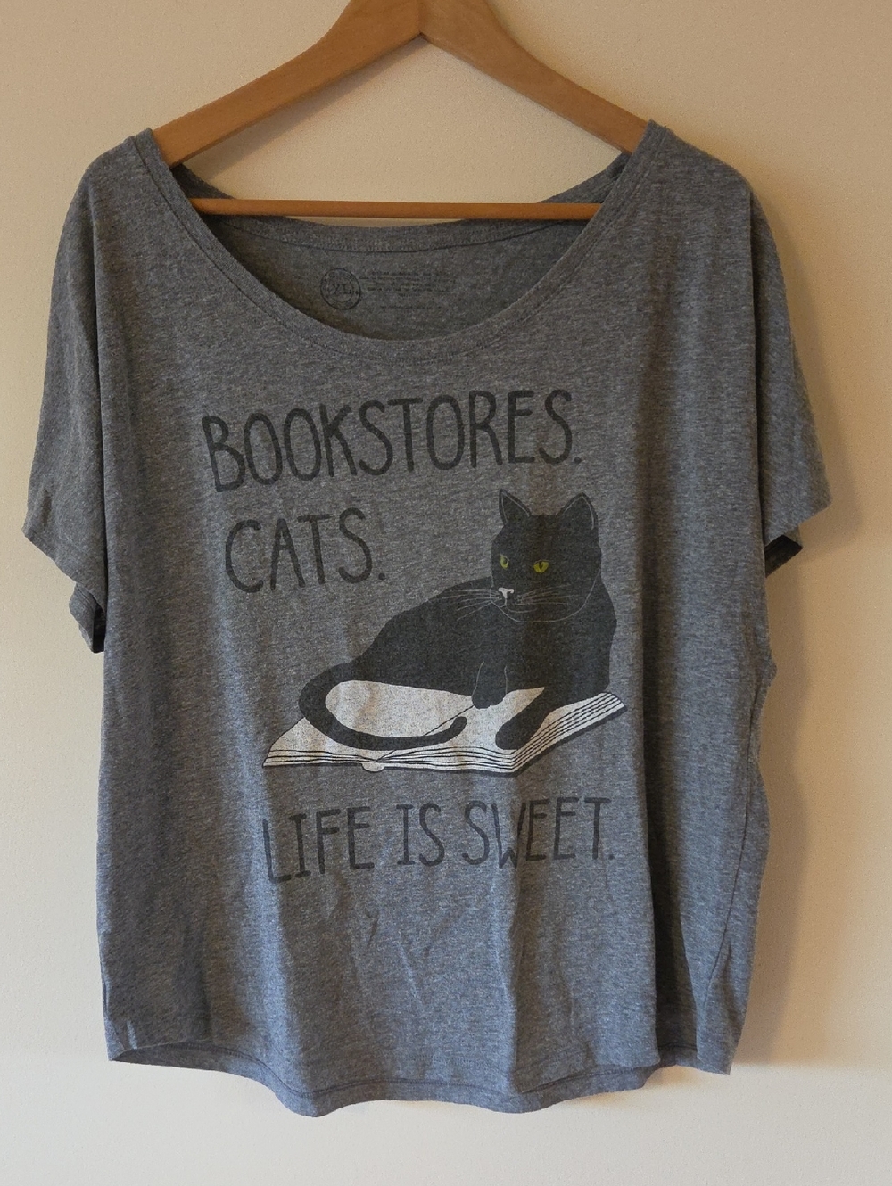 Out of Print Gray Graphic Tee for Cat And Book Lovers